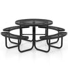 Outdoor Round Picnic Table & Bench Garden 115cm Coated Steel Table
