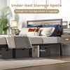 King Bed Frame Industrial Platform Bed Metal Wood Bed Frame with storage