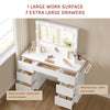 WOLTU Dressing Table w/ Led Lights Mirror 7 Drawers Multi-Socket Makeup Desk