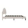 Double Bed 135x190 cm Velvet Upholstered Platform Bed Frame with Headboard Beige