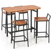 5-Piece Industrial Bar Table Set, Breakfast Tables with 4 bar chairs stools