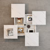 White Marble Look Coffee Table with Sliding Drawers, 90x90cm Square End Table