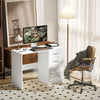 Computer Writing Desk with 4 Drawers, High Gloss Home Office Workstation