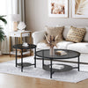 Nesting Coffee Table Set of 2 Living Room Round Stacking Side End Table Black