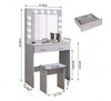 LED Light Vanity Dressing Table Set Bedroom Makeup Desk With Mirror Drawer Stool