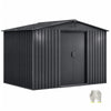 8 x 6ft Garden Storage Shed Outdoor Metal Garden Sheds with Sliding Door GREY