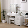 Dressing Table With 5 Drawers Mirror Stool Set Makeup Desk Vanity Table Bedroom