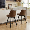 2 pack Swivel Bar Stools 26 inch Linen Counter Chairs Tufted Back Wood Legs