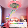 Ceiling Fan with Lighting RGB LED Lights Adjustable Wind Speed Remote Control Ja