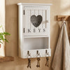 White Wooden 9 Key Wall Mounted Box Cabinet Heart Keyhole Holder