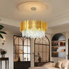 Gold Crystal Chandelier Modern Flush Mount Ceiling Light Fixture Luxury Lighting