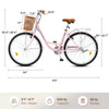 24/26Inch VIRIBUS Ladies Women's Beach Cruiser Bike Bicycle w/ Basket Comfort