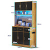 Kitchen Cupboard w/ LED & Power Outlet, Countertop, Tall Kitchen Cabinet, Black