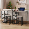3pcs Dining Table Set w/ 2 Bar Stools,Small Kitchen Table&Storage Shelves Flat