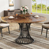 Round Dining Table for 4-6 Seater, Industrial Kitchen Table with Metal Base
