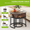 2-Piece Nesting Coffee Tables - Round Lift-Top with Storage, Adjustable