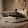 King Bed Storage Bed Frame w/ Diamond Tufted Headboard, USB-C Charging, Beige