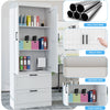 Kitchen Pantry Cupboard,Tall Storage Cabinet with 2 Doors 3 Shelves & 2 Sfakwkgc