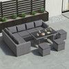 Rattan Garden 9 Seater Outdoor Set Furniture Sofa Chairs Table Bench Patio, Grey