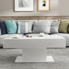 High Gloss Coffee Table with LED Light Rectangle Living Room Furniture White