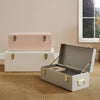 BTFY Metal Storage Trunks Set of 3 Grey White Blush Gold Hardware Chest