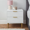 Home Stuff Plus White 2-Drawer Bedside Table with Bronze Accents - 53x50x40cm