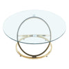 90cm Round Tempered Glass Coffee Table with Gold Chrome Leg for Living Room
