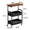 3 Tier Storage Trolley on Wheels Rolling Kitchen Trolleys Metal Utility Cart