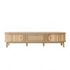 Solid Wood & Rattan TV Stand - Natural Style Cabinet with Doors & Drawers UK