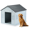 Outdoor Large Dog Kennel Grey Durable Plastic Winter House Insulating Waterproof