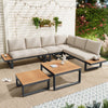 Garden Lounge Set w/ Coffee Tables, Corner Sofa Recliner Chairs, Patio Furniture