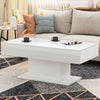 White LED Coffee Table High Gloss Cocktail Table Modern Living Room Rectangle