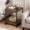 2 Tier Wood Side Table w/ Shelf, Square End Table Nightstand Living Room Bedroom