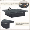 Square Coffee Table w/ 4 Sliding Drawers & Marble Look, 90x90x25cm, Modern Black