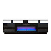 Black Electric Fireplace With TV Stand Cabinet Fire Logs Heater Flame LivingRoom