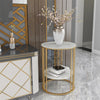 Gold Round Side End Table Coffee Table Clock Plant Stand for Living Room Bedroom