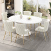 Velvet Dining Chairs Set of 6, Beige Chairs With Gold Metal Legs for Dining Room