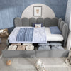 Velvet Daybed With 2 Drawers, 3ft Single Sofa Bed For Partment, Grey, 90x190cm