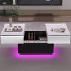 LED Extendable Coffee Table Wooden 2 Hidden Storage Modern Living Room Caaaqlsaw