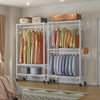 Heavy Duty Metal Double Rail Clothes Garment Hanging Rack Shelf Display Stand UK