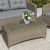 Four-Piece Rattan Sofa Set, with Glass-Top Table - Light Grey