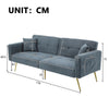 Sofa Bed Love Seat Sofa Settee Couch with Gold Metal Legs & Cushions Gray-blue