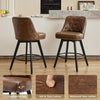 2 pack Swivel Bar Stools 26 inch Linen Counter Chairs Tufted Back Wood Legs