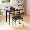 Rectangular Kitchen Table & 2 Chairs with Storage Rack-Gray