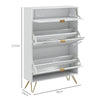 Narrow Shoe Cabinet with Adjustable Shelves for 12 Pairs of Shoes, White