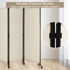 4 Panel Room Divider Folding Privacy Dividers Room Partition on Wheels-White