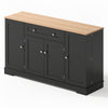 Sideboard Kitchen Cabinet with Drawer, Shelf Doors & Adjustable Shelves, Black