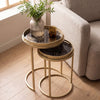 2-Piece Nesting Table Set - Modern Gold Frame with Decorative Marble Top