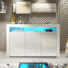 TV Unit | 155cm Sideboard | Cabinet | Cupboard | White High Gloss Doors Free LED