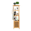 140cm Tall Bathroom Cabinet Freestanding Storage Unit w/ 3 Shelves Slim Cupboard